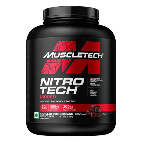 Muscletech Nitro-Tech Ripped Chocolate Fudge Brownie Protein Powder, 1. ...