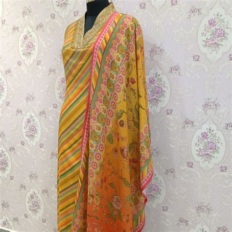 Colourful leharia Muslin - Designer V Neck Concept & seq neckwork ...