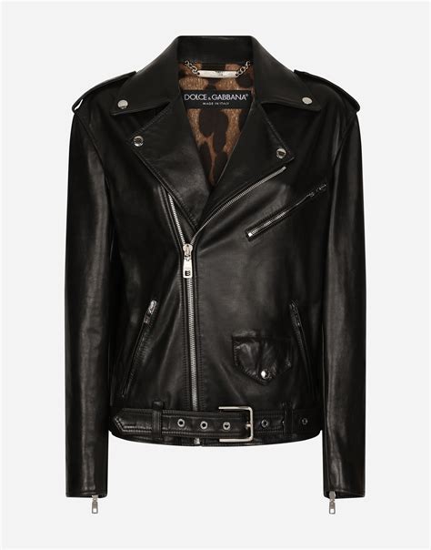Leather biker jacket in Black for Women | Dolce&Gabbana®
