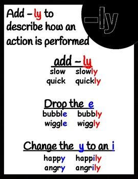Adding ly to the end of words Anchor chart by Brazzledazzle | TPT