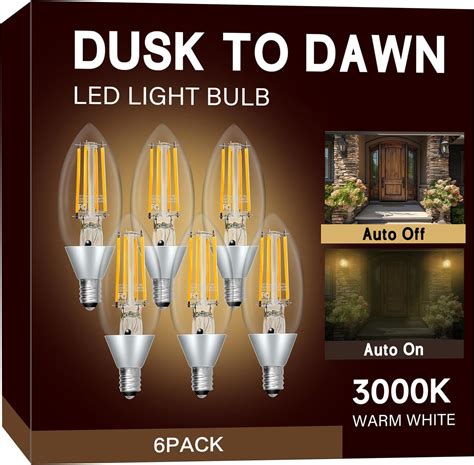 UNILAMP Dusk to Dawn LED Outdoor Light Bulb, Candelabra Light Bulbs ...