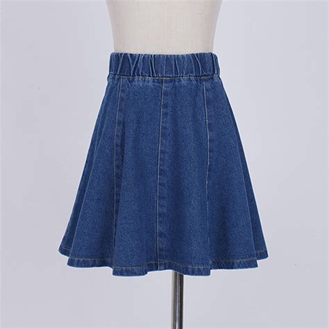 Kids Girls Jean Skirt Summer Elastic Waistband Sol... – Grandado