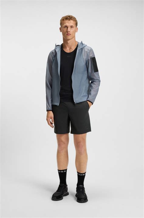 BOSS - Active water-repellent shorts with four-way stretch - Black