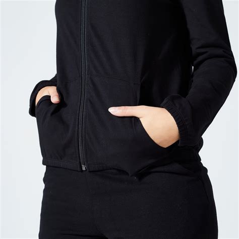 Women Sweatshirt Jacket With Hoodie For Gym 100-Black