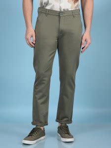 CRIMSOUNE CLUB Slim Fit Men Green Trousers - Buy CRIMSOUNE CLUB Slim ...