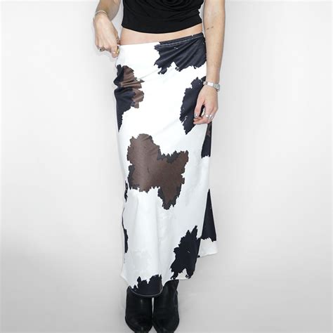 Falda Mujer Maxi Vaca Satinada Tiro Bajo Café Negro | Hortensia - MQM