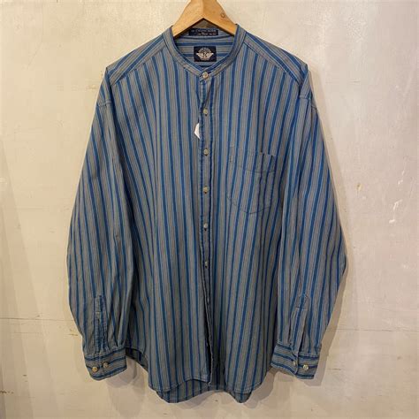 '95 90's DOCKERS INDIGOストライプ スタンドカラーシャツ‼️ | zuccaro