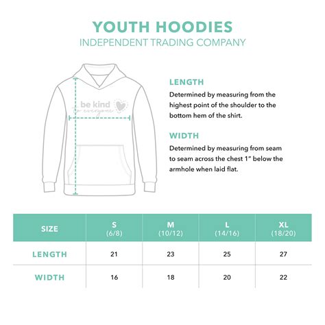 Youth Hoodie Sizing Guide – Be Kind to Everyone