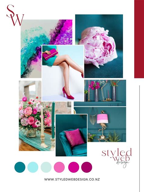 Elegant & Stylish Mood Board | Fuchsia & Teals color palette | Color ...