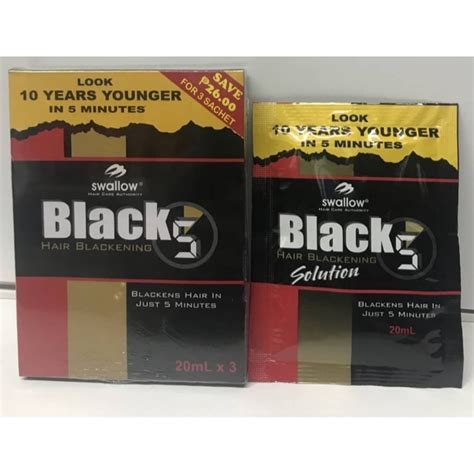 SWALLOW Black 5 Hair Blackening Solution 20ml (single / pack of 3 ...