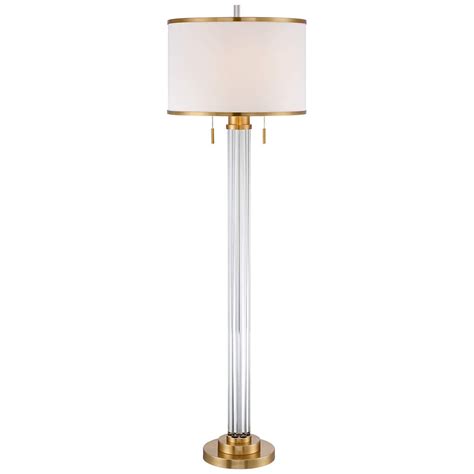 Possini Euro Cadence Crystal Column Floor Lamp Satin Brass - #15D16 ...