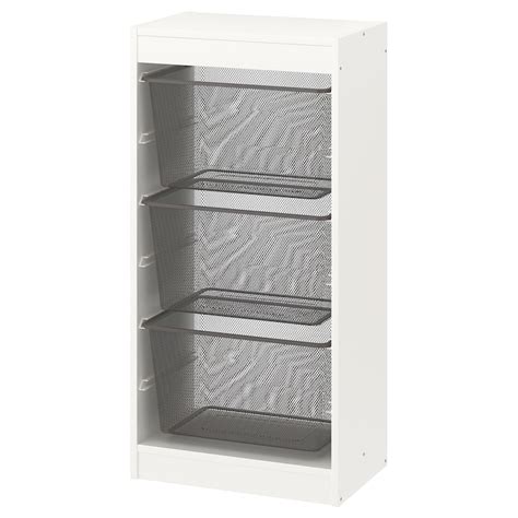 TROFAST storage combination with boxes, white/dark grey, 46x30x95 cm ...