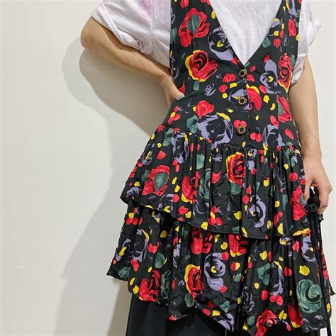 80s flower printed sleeveless mini dress | LEMON