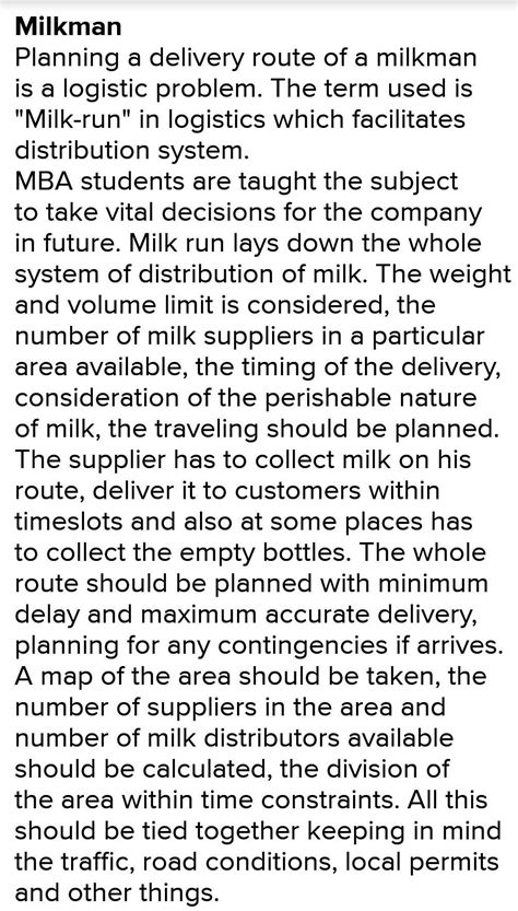 planning delivery routes for a postman/ milkman. - Brainly.in