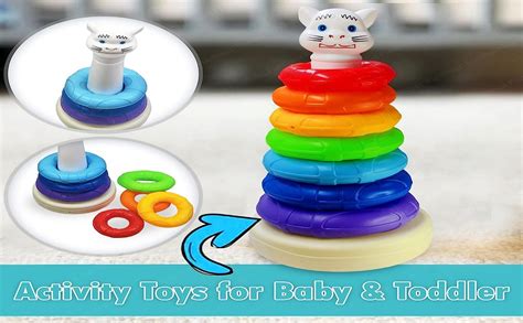 FunBlast Rainbow Stacking Rings Tower Toys - Colorful Rainbow Sorting ...