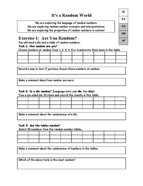Image result for Random Number Sheet