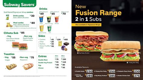 Menu at Subway, Rupnagar, S.C
