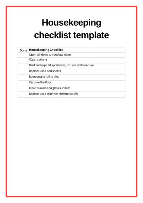 Housekeeping Hotel Checklist Format Excel at Steven Robbins blog