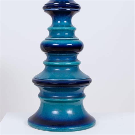 Blue Ceramic Table Lamp with New Custom Made Lampshade René Houben ...