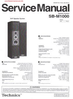 Technics SB-M1000 Service Manual PDF Free Download