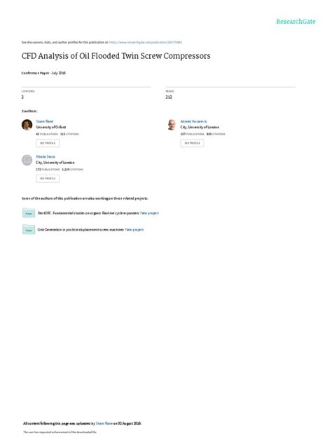 CFD Analysis of Oil Flooded Twin Screw Compressors | PDF | Computational Fluid Dynamics | Gases