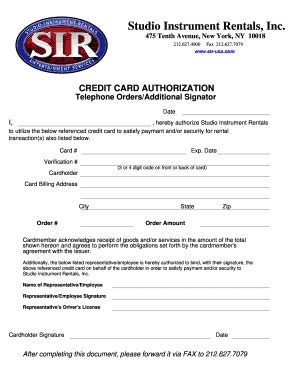 Credit Card Authorization Form Pdf - SIR-USA - Fill and Sign Printable ...