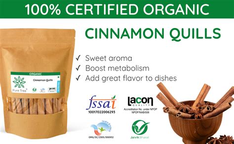 Pure Tree Certified Organic Cinnamon Quills | 250 g | Whole Spice ...