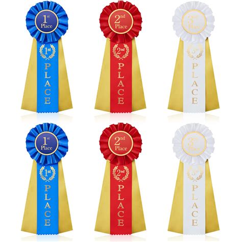 Buy XunYee 6 Pcs Award Ribbons 1st 2nd 3rd Place Ribbons Set Rosette ...