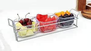 appeasy Chips and dip Plastic Serving 3 Bowl with Metal Gold Plated ...