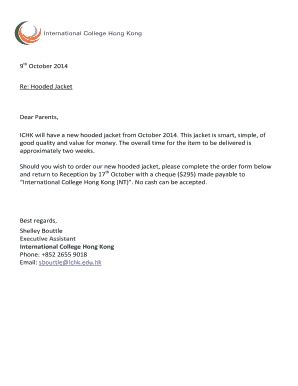 Fillable Online ichk edu Re Hooded Jacket - ichk edu Fax Email Print ...