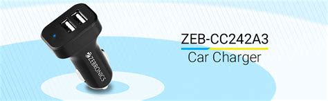 Zebronics Cc242A3 Car Charger with 10.5 Watts, Dual USB Ports, Compact ...