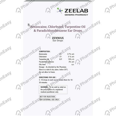 Buy Zenwax Bottle Of 10ml Ear Drops Online at Flat 15% OFF | PharmEasy