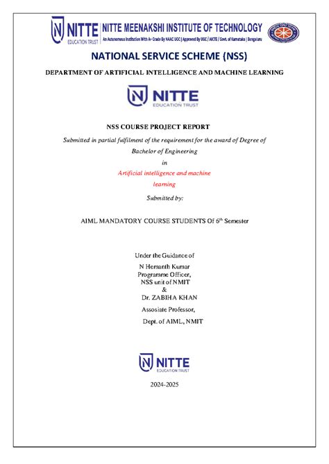 NSS AIML 6th Sem Project Report: Walkathon & Swachh Bharat Activities ...