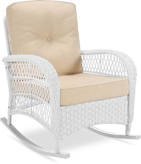 Amazon.com: VIVIJASON Outdoor Wicker Rocking Chair, Patio Rattan Rocker ...