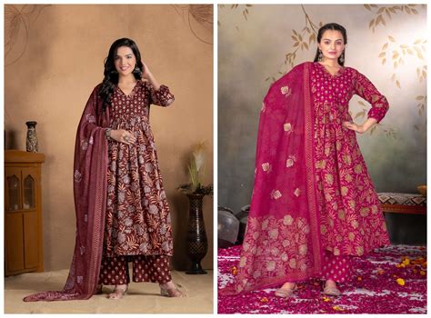 MF READY MADE COLLECTION COTTON PRINT HAND WORKS GOWN STYLE LADIES ...