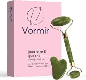 Vormir Facial Massager Jade Roller & Gua Sha Tool Natural Himalayan ...