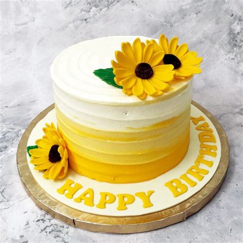 Sun Flower Theme Picture Fondant Cake Delivery In Delhi NCR