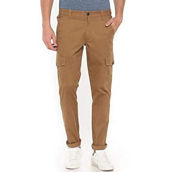 Buy t-base Men's Khaki Slim Tapered Solid Cargo Pants at Amazon.in