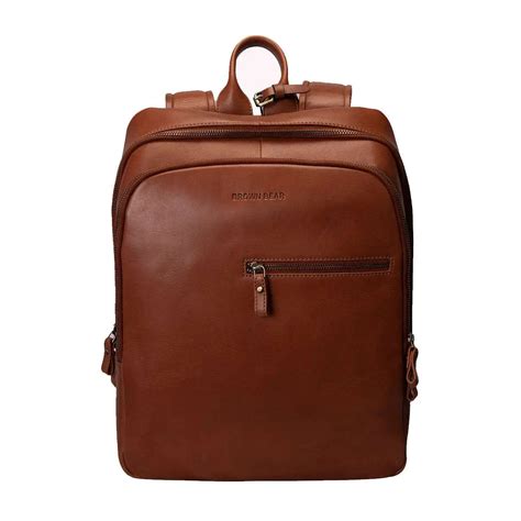 High-Quality Classic Leather Travel Backpack with Front Pocket – Brown Bear