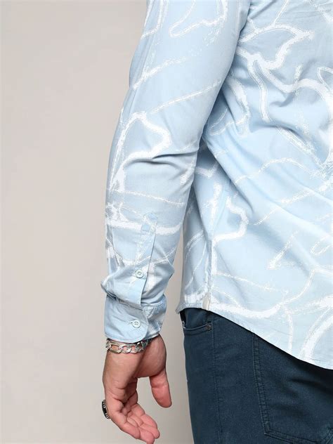 Plus Size Men's Light Blue Faded Strokes Shirt (3XL - 6XL) | Instafab Plus