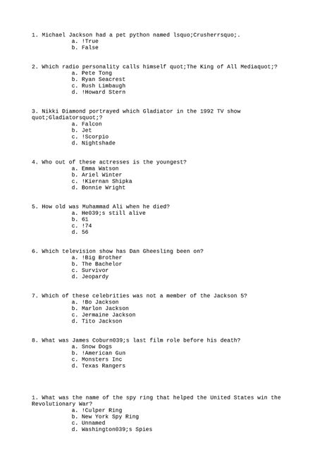 SOCI251 Answer Spring 2022 7 - Michael Jackson had a pet python named ...