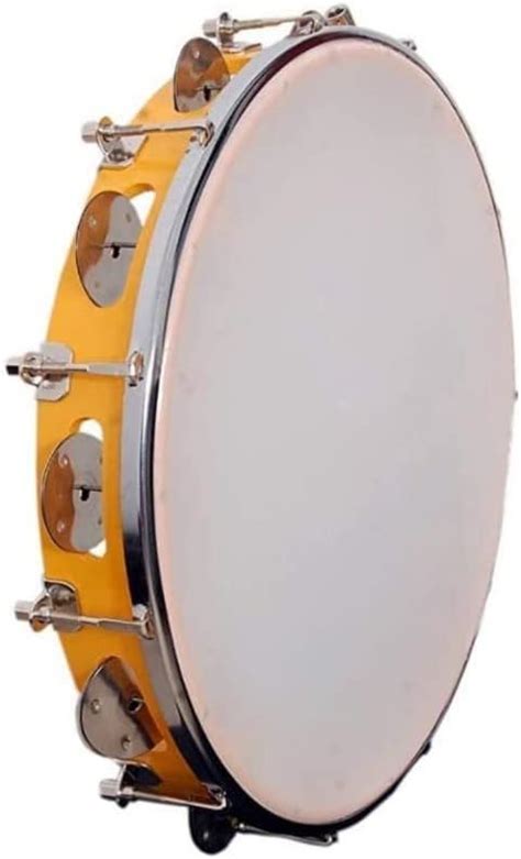 Rocfar Tambourine Hand Percussion Musical Instrument, Yellow : Amazon ...