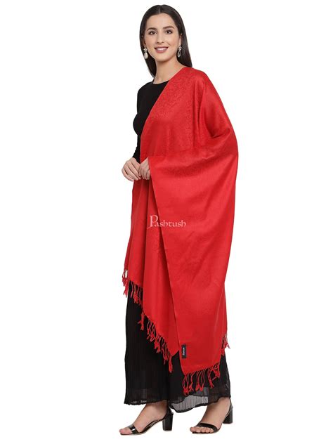Pashtush Womens Extra Fine Wool Scarf, Stole, Scarlet Red (Solid Colou ...