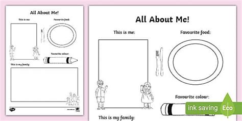 All about Me Colouring and Drawing Worksheet (teacher made)