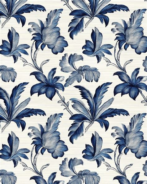 Heritage Vine Navy Blue Wallpaper Removable Fabric Peel & Stick ...