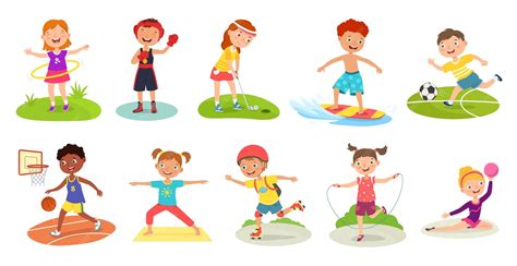 Premium Vector | Children sport activities Different exercises for ...