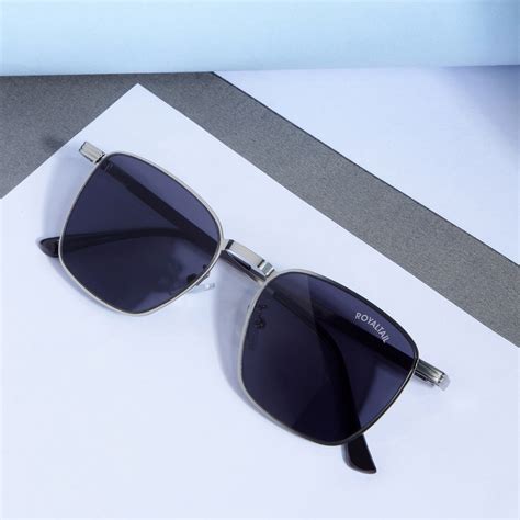 Silver Metal Frame And Polycarbonate Glass Square Sunglasses For Men ...