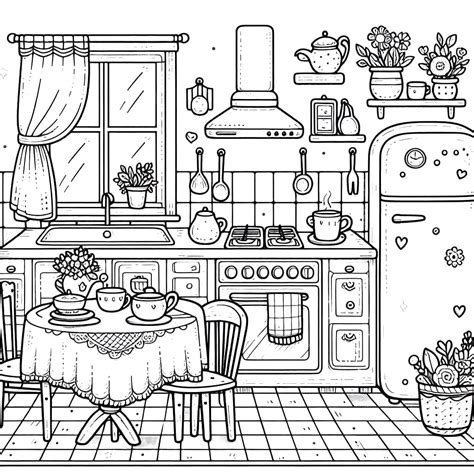 Coloring Picture Kitchen 的图像结果