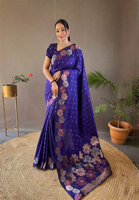 Blue Organic Banarasi Saree – Elegant Wedding Edition – Kalamandir Sarees