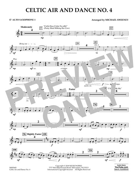 Celtic Air and Dance No. 4 - Eb Alto Saxophone 1 by Michael Sweeney ...